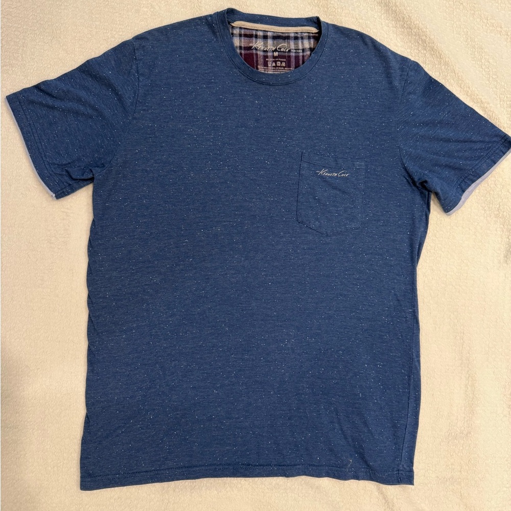 Kenneth Cole New York Blue Speckled Textures Short Sleeve Tee, Size M